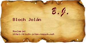 Bloch Jolán névjegykártya