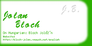jolan bloch business card